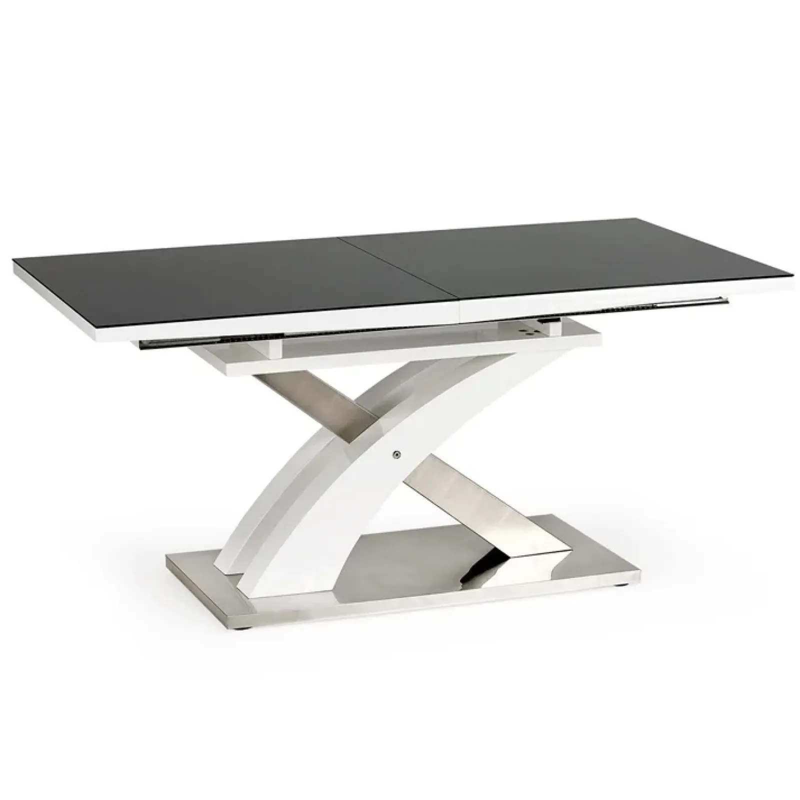 Garnero Arredamenti Tavoli In Legno|Tavoli Da Pranzo-Tavolo 160/220cm in vetro allungabile nero bianco Iride Gihome® Nero Lucido - Bianco opaco