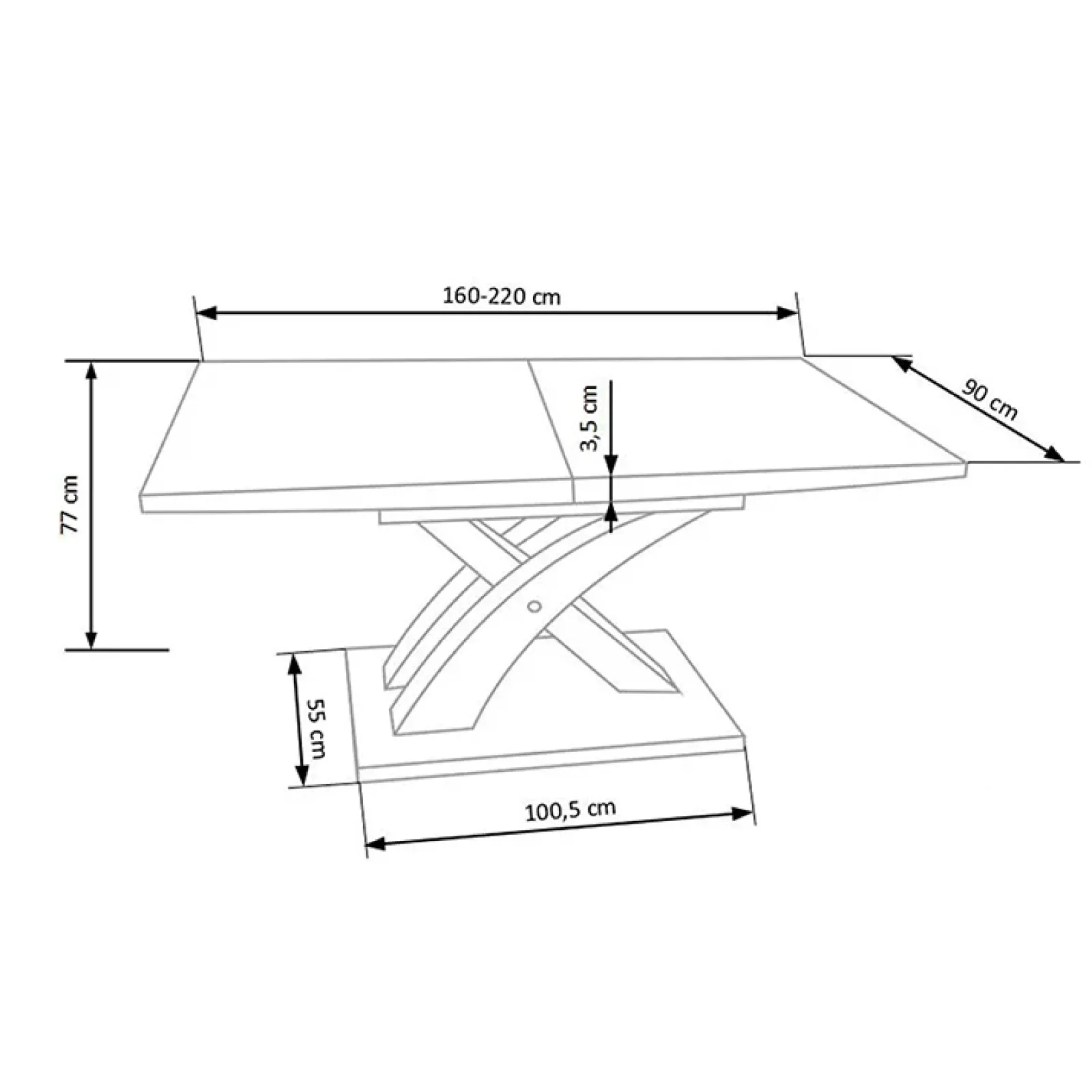 Garnero Arredamenti Tavoli In Legno|Tavoli Da Pranzo-Tavolo 160/220cm in vetro allungabile nero bianco Iride Gihome® Nero Lucido - Bianco opaco