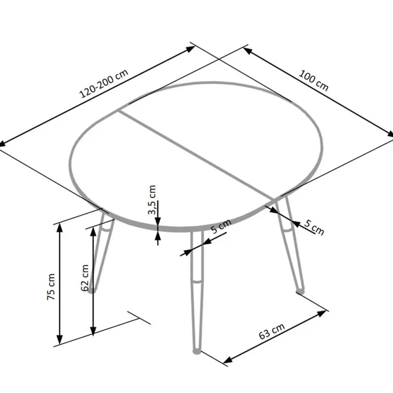 Garnero Arredamenti Tavoli Laccati|Tavoli Da Pranzo-Tavolo 120/200cm ovale allungabile bianco rovere miele Papiro Gihome® Bianco - Rovere Rustico