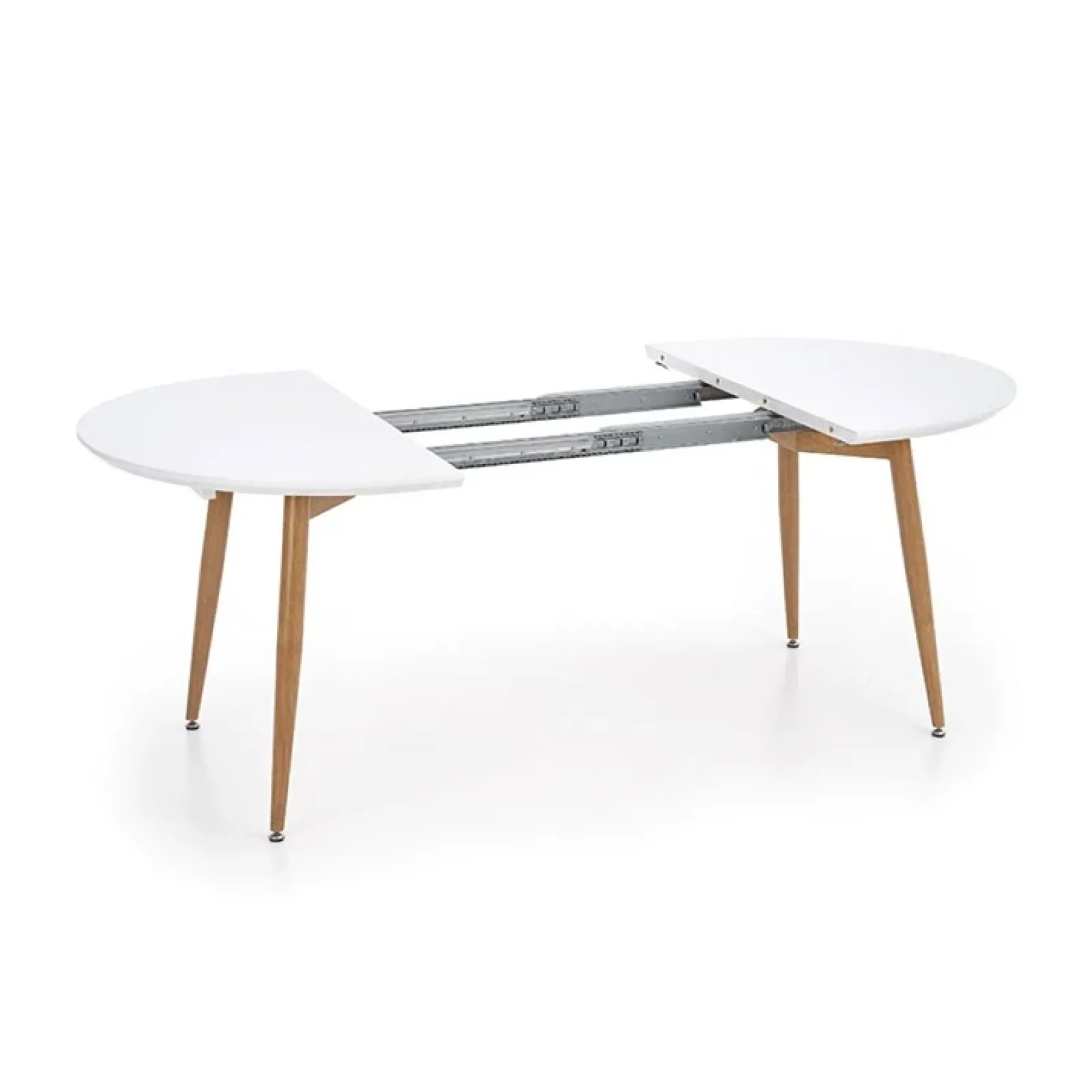 Garnero Arredamenti Tavoli Laccati|Tavoli Da Pranzo-Tavolo 120/200cm ovale allungabile bianco rovere miele Papiro Gihome® Bianco - Rovere Rustico