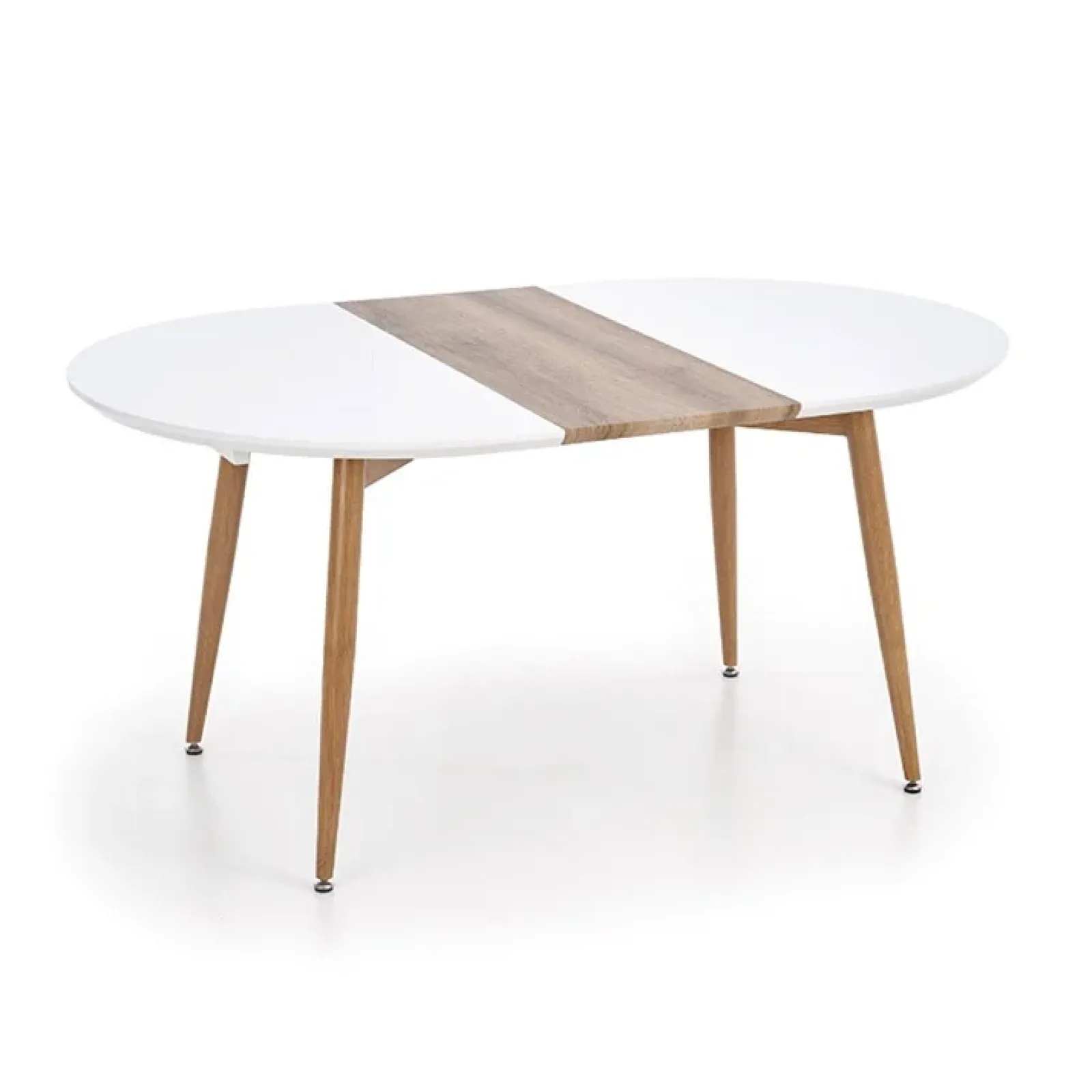 Garnero Arredamenti Tavoli Laccati|Tavoli Da Pranzo-Tavolo 120/200cm ovale allungabile bianco rovere miele Papiro Gihome® Bianco - Rovere Rustico