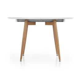 Garnero Arredamenti Tavoli Laccati|Tavoli Da Pranzo-Tavolo 120/200cm ovale allungabile bianco rovere miele Papiro Gihome® Bianco - Rovere Rustico