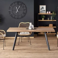 Garnero Arredamenti Tavoli In Legno|Tavoli Da Pranzo-Tavolo 140/180cm rettangolare allungabile noce miele nero Meja