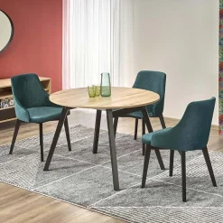 Garnero Arredamenti Tavoli In Legno|Tavoli Da Pranzo-Tavolo 102/142cm rotondo allungabile moderno rovere nero Medina Rovere - Nero