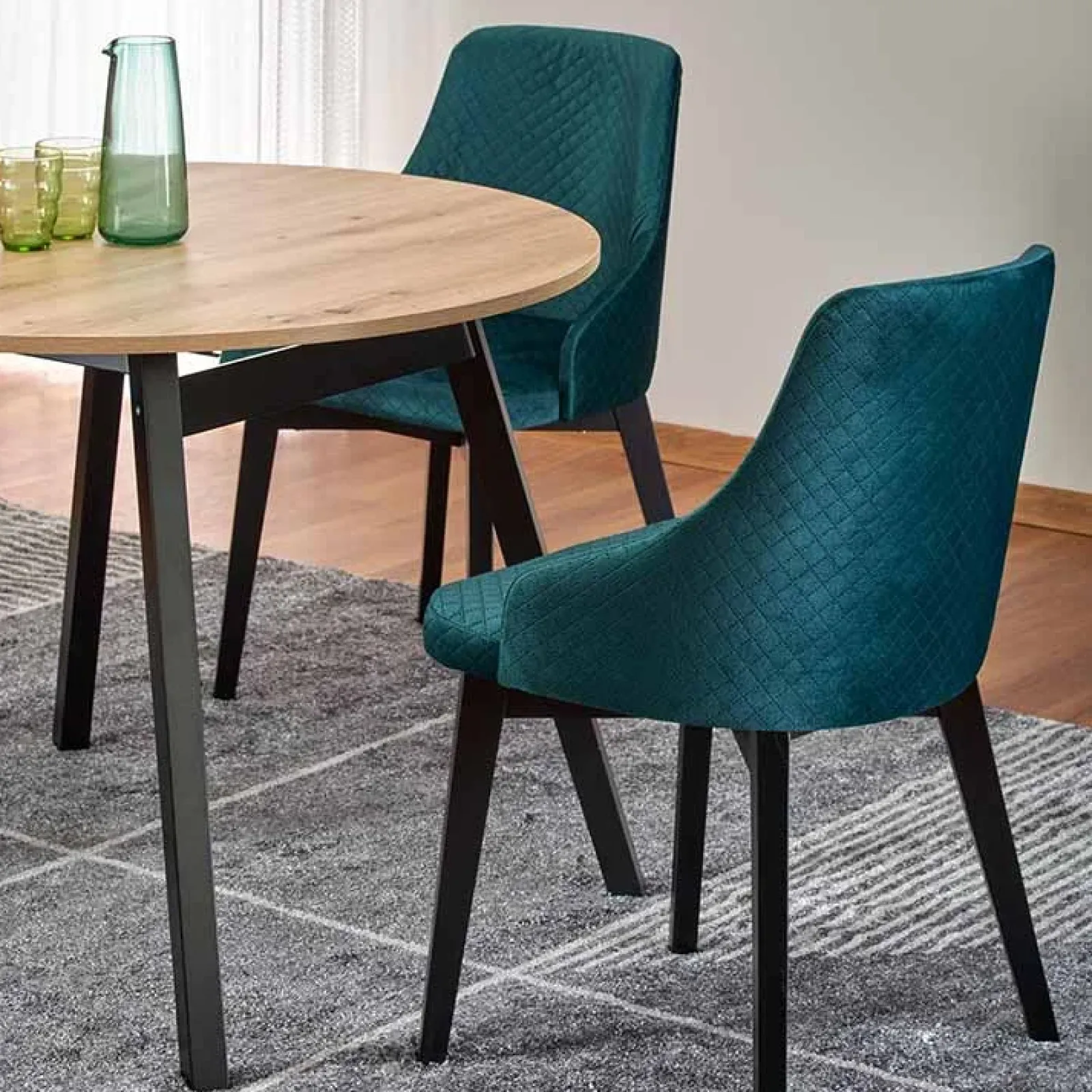 Garnero Arredamenti Tavoli In Legno|Tavoli Da Pranzo-Tavolo 102/142cm rotondo allungabile moderno rovere nero Medina Rovere - Nero