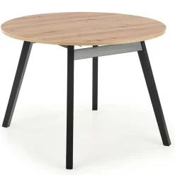 Garnero Arredamenti Tavoli In Legno|Tavoli Da Pranzo-Tavolo 102/142cm rotondo allungabile moderno rovere nero Medina Rovere - Nero