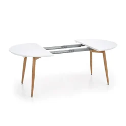 Garnero Arredamenti Tavoli Laccati|Tavoli Da Pranzo-Tavolo 120/200cm rotondo ovale bianco rovere sanremo Papiro Gihome® Bianco - Rovere