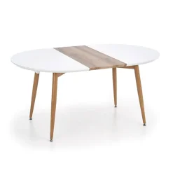 Garnero Arredamenti Tavoli Laccati|Tavoli Da Pranzo-Tavolo 120/200cm rotondo ovale bianco rovere sanremo Papiro Gihome® Bianco - Rovere