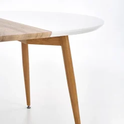 Garnero Arredamenti Tavoli Laccati|Tavoli Da Pranzo-Tavolo 120/200cm rotondo ovale bianco rovere sanremo Papiro Gihome® Bianco - Rovere