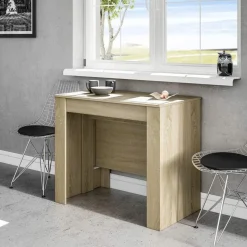 Garnero Arredamenti Consolle Allungabili|Consolle Allungabile-Tavolo consolle allungabile 51/237cm naturale Asia Gihome® Rovere