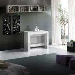 Garnero Arredamenti Consolle Allungabili|Consolle Allungabile-Tavolo consolle allungabile 50-300cm Zenzero Bianco Opaco