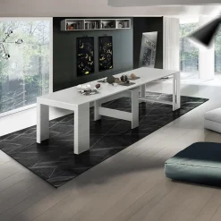 Garnero Arredamenti Consolle Allungabili|Consolle Allungabile-Tavolo consolle allungabile 50-300cm Zenzero Bianco Opaco