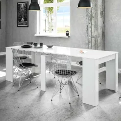 Garnero Arredamenti Consolle Allungabili|Consolle Allungabile-Tavolo consolle allungabile 51/237cm Asia Gihome® Bianco Lucido