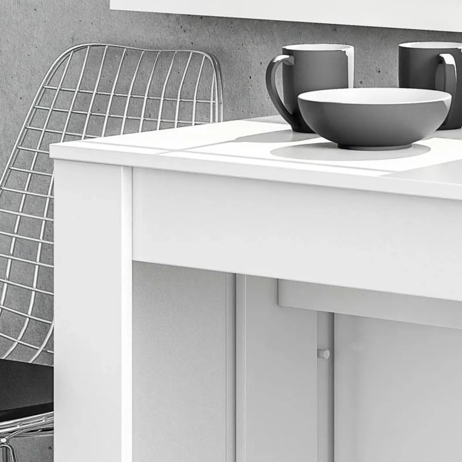 Garnero Arredamenti Consolle Allungabili|Consolle Allungabile-Tavolo consolle allungabile 51/237cm Asia Gihome® Bianco Lucido