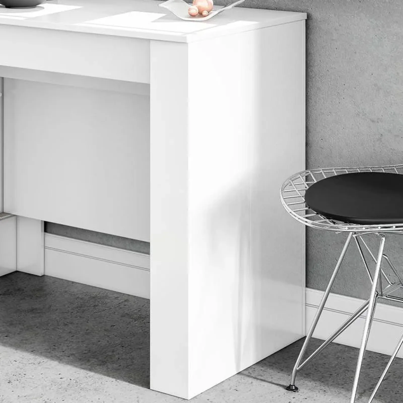 Garnero Arredamenti Consolle Allungabili|Consolle Allungabile-Tavolo consolle allungabile 51/237cm Asia Gihome® Bianco Lucido