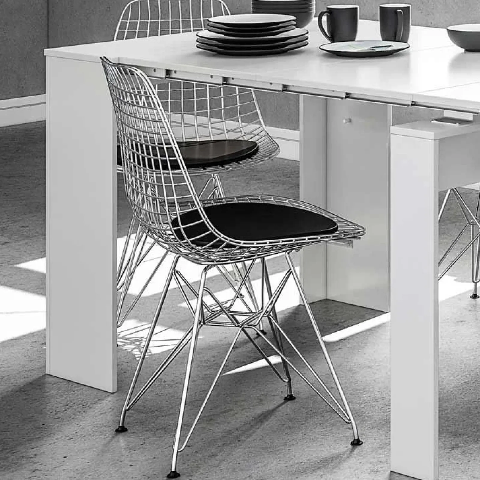 Garnero Arredamenti Consolle Allungabili|Consolle Allungabile-Tavolo consolle allungabile 51/237cm Asia Gihome® Bianco Lucido