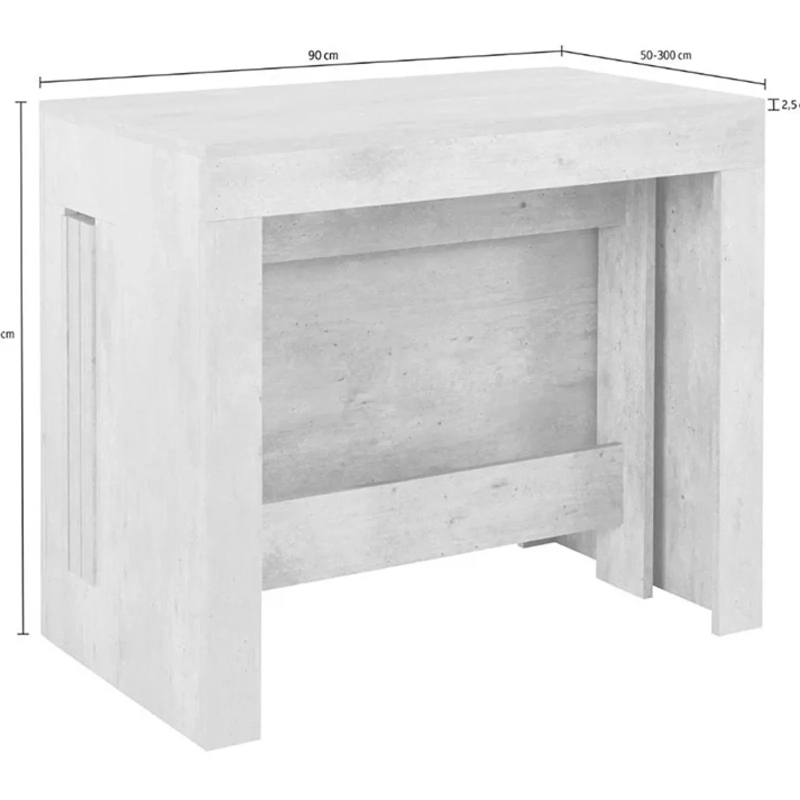 Garnero Arredamenti Consolle Allungabili|Consolle Allungabile-Tavolo consolle allungabile 50-300cm grigio Zenzero Cemento