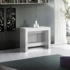 Garnero Arredamenti Consolle Allungabili|Consolle Allungabile-Tavolo consolle allungabile 50-300cm Zenzero Bianco Lucido