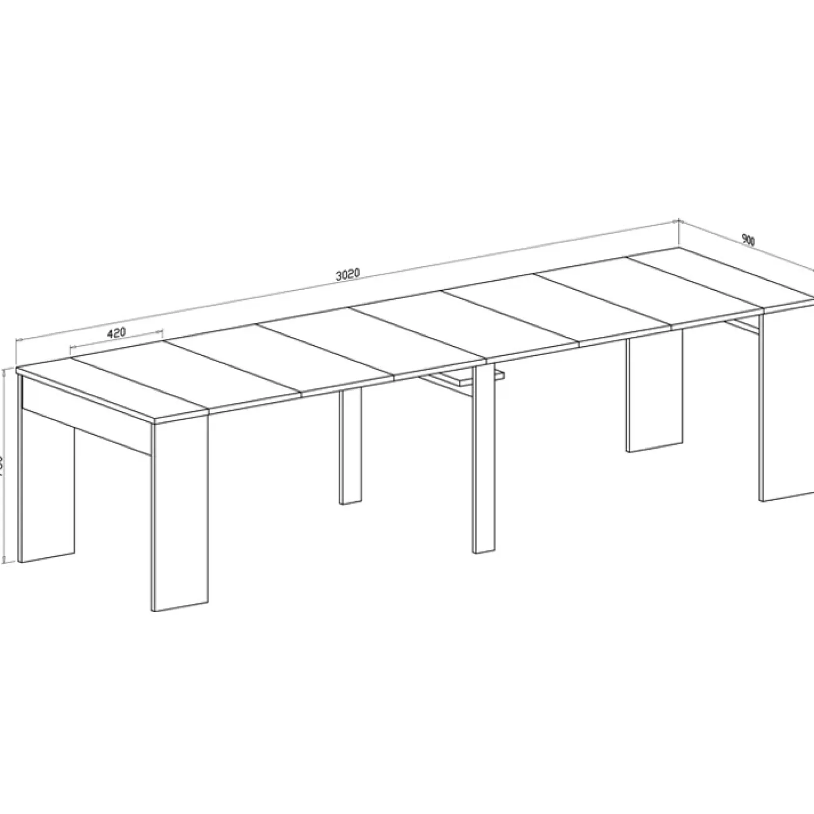 Garnero Arredamenti Consolle Allungabili|Consolle Allungabile-Tavolo consolle allungabile moderno 50/302cm bianco opaco Giada