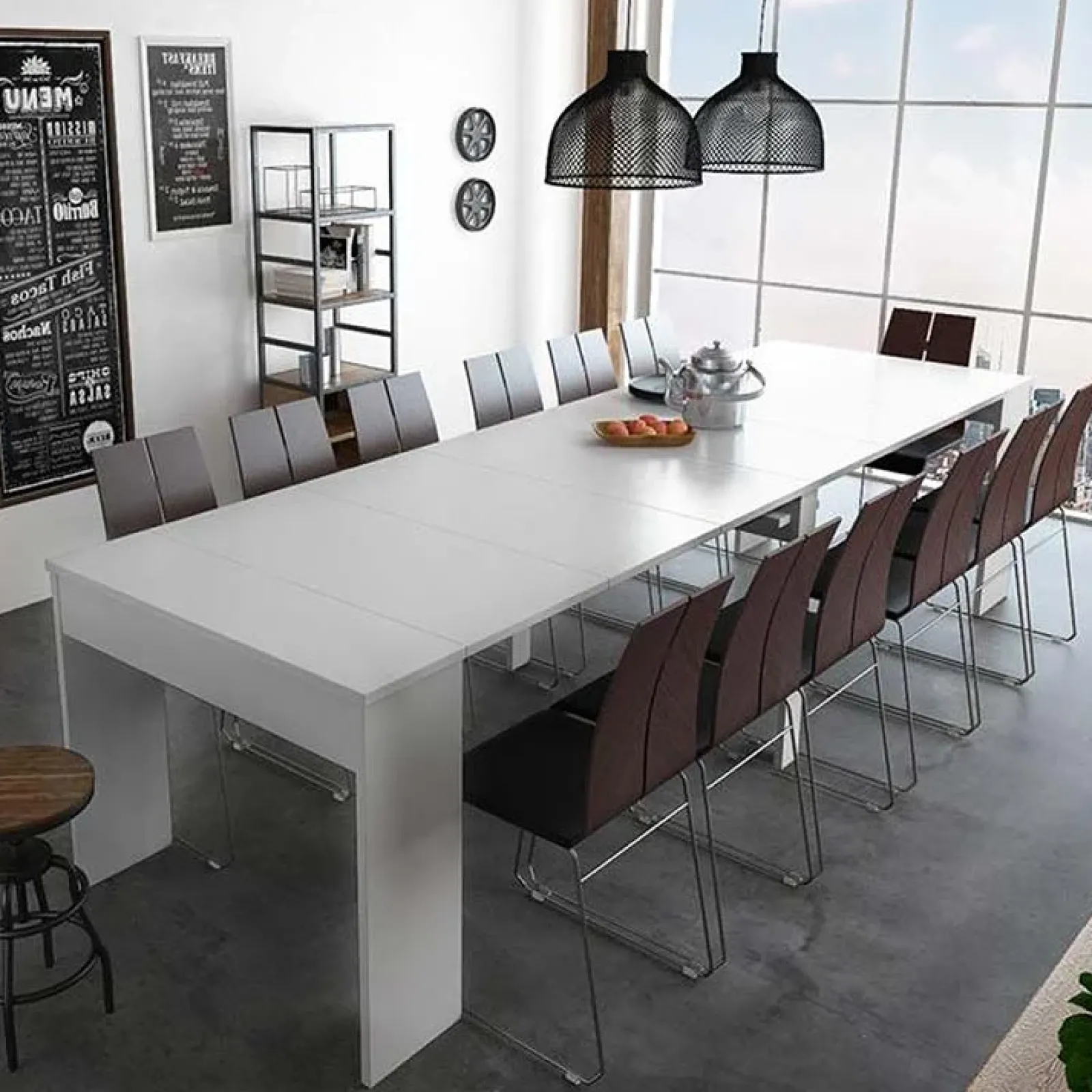 Garnero Arredamenti Consolle Allungabili|Consolle Allungabile-Tavolo consolle moderno allungabile 50/302cm bianco opaco Mely