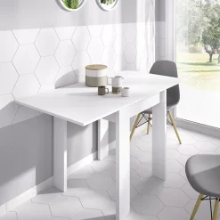 Garnero Arredamenti Tavoli Da Cucina|Tavoli Da Pranzo-Tavolo da cucina allungabile 67-134x67cm in legno bianco Koke