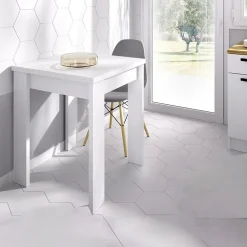 Garnero Arredamenti Tavoli Da Cucina|Tavoli Da Pranzo-Tavolo da cucina allungabile 67-134x67cm in legno bianco Koke