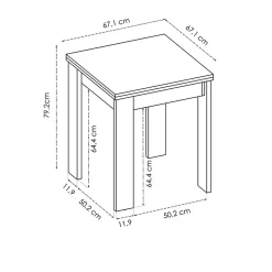 Garnero Arredamenti Tavoli Da Cucina|Tavoli Da Pranzo-Tavolo da cucina allungabile 67-134x67cm in legno bianco Koke