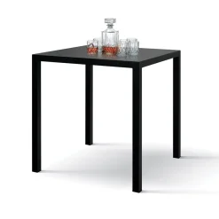 Garnero Arredamenti Tavoli Da Giardino|Tavoli Da Pranzo-Tavolo da giardino 80x80 cm impilabile metallo grigio antracite Atlantis