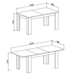 Garnero Arredamenti Tavoli Da Pranzo|Tavoli Allungabili-Tavolo da pranzo allungabile 160/220 cm moderno Basalt Rovere Grigio