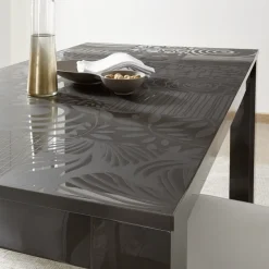 Garnero Arredamenti Tavoli In Legno|Tavoli Da Pranzo-Tavolo da pranzo allungabile 137/185cm grigio laccato lucido Paradise Antracite