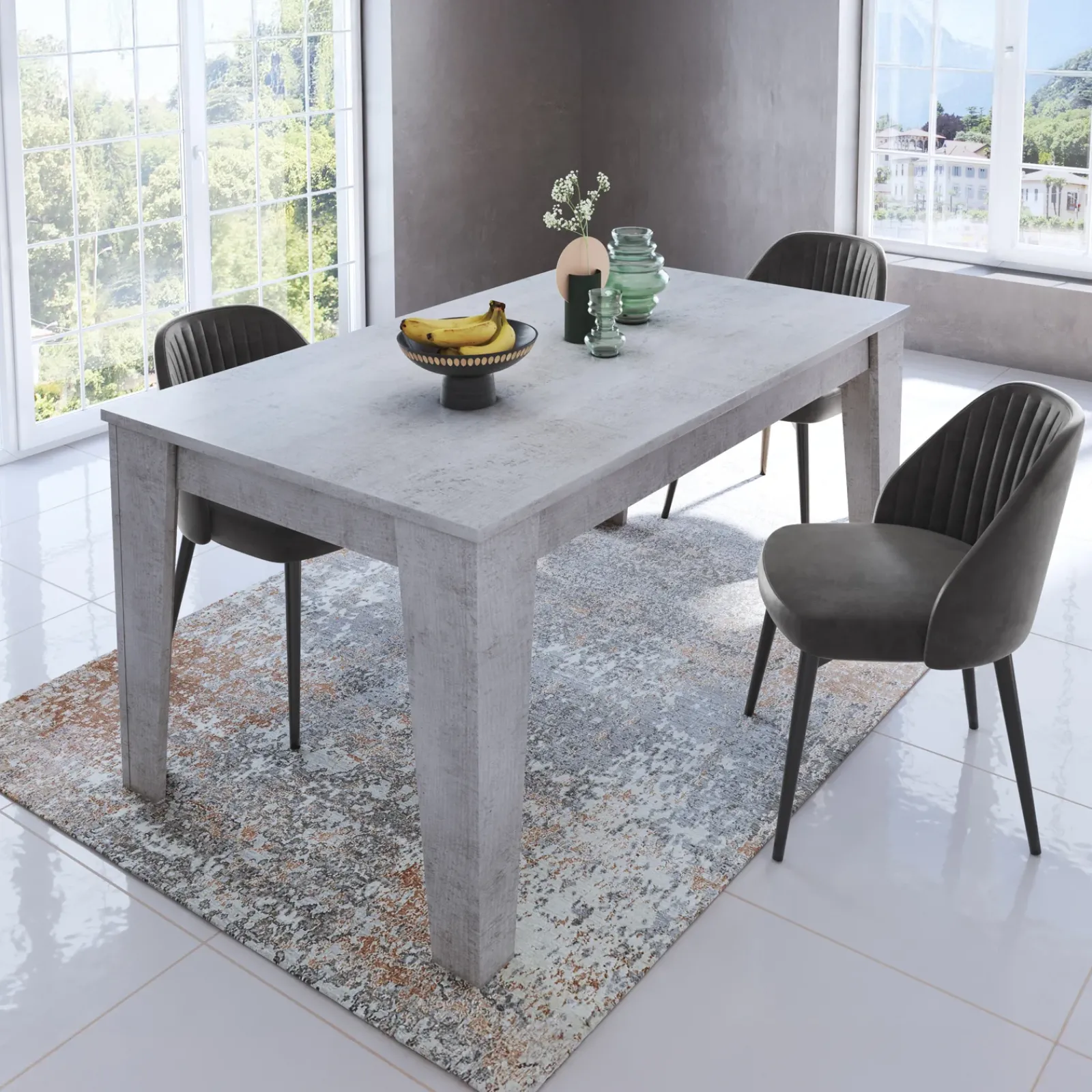 Garnero Arredamenti Tavoli Da Pranzo|Tavoli Allungabili-Tavolo da pranzo allungabile 120/160 cm moderno Orbis Cemento