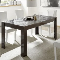 Garnero Arredamenti Tavoli In Legno|Tavoli Da Pranzo-Tavolo da pranzo allungabile 180/228cm grigio laccato lucido Paradise Antracite