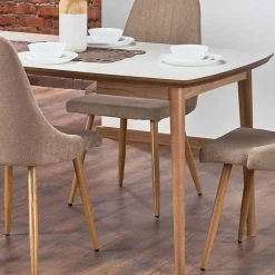 Garnero Arredamenti Tavoli In Legno|Tavoli Da Pranzo-Tavolo da pranzo allungabile 90/190cm bianco opaco rovere Mostar