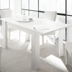 Garnero Arredamenti Tavoli Da Pranzo|Tavoli Allungabili-Tavolo da pranzo allungabile moderno 137/185cm bianco opaco Halston