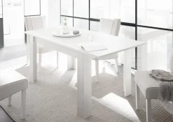 Garnero Arredamenti Tavoli Da Pranzo|Tavoli Allungabili-Tavolo da pranzo allungabile moderno 137/185cm bianco opaco Halston