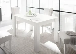 Garnero Arredamenti Tavoli Da Pranzo|Tavoli Allungabili-Tavolo da pranzo allungabile moderno 137/185cm bianco opaco Halston