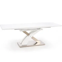 Garnero Arredamenti Tavoli In Legno|Tavoli Da Pranzo-Tavolo da pranzo allungabile 160/220cm moderno bianco lucido Iride Gihome® Bianco Lucido - Argento