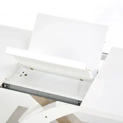 Garnero Arredamenti Tavoli In Legno|Tavoli Da Pranzo-Tavolo da pranzo allungabile 160/220cm moderno bianco lucido Iride Gihome® Bianco Lucido - Argento