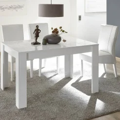 Garnero Arredamenti Tavoli In Legno|Tavoli Da Pranzo-Tavolo da pranzo allungabile 180/228cm bianco laccato lucido Paradise Bianco Lucido