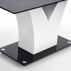 Garnero Arredamenti Tavoli In Vetro|Tavoli Da Pranzo-Tavolo da pranzo in vetro moderno 150x90cm bianco nero Ninfea