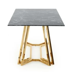 Garnero Arredamenti Tavoli In Vetro|Tavoli Da Pranzo-Tavolo da pranzo moderno 160x90cm marmo nero oro Stella