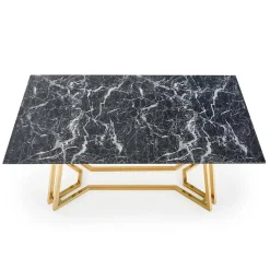 Garnero Arredamenti Tavoli In Vetro|Tavoli Da Pranzo-Tavolo da pranzo moderno 160x90cm marmo nero oro Stella