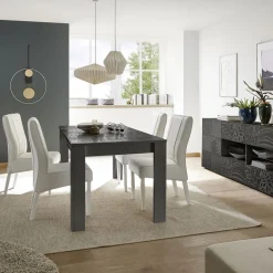 Garnero Arredamenti Tavoli In Legno|Tavoli Da Pranzo-Tavolo da pranzo rettangolare 180x90cm grigio serigrafato Paradise Antracite