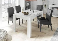 Garnero Arredamenti Tavoli In Legno|Tavoli Da Pranzo-Tavolo da pranzo rettangolare industrial 180x90cm bianco pino Florena