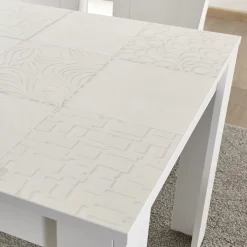Garnero Arredamenti Tavoli In Legno|Tavoli Da Pranzo-Tavolo da pranzo rettangolare 180x90cm serigrafato Paradise Bianco Lucido
