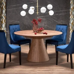 Garnero Arredamenti Tavoli In Legno|Tavoli Da Pranzo-Tavolo da pranzo rotondo 136x78cm noce scuro Thor