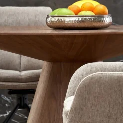 Garnero Arredamenti Tavoli In Legno|Tavoli Da Pranzo-Tavolo da pranzo rotondo 136x78cm noce scuro Thor