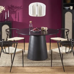 Garnero Arredamenti Tavoli Laccati|Tavoli Da Pranzo-Tavolo da pranzo rotondo 120x77cm nero Igino