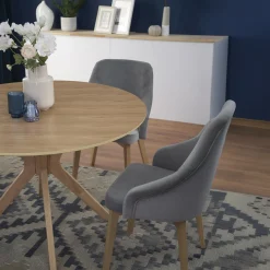 Garnero Arredamenti Tavoli In Legno|Tavoli Da Pranzo-Tavolo da pranzo rotondo moderno 120x120cm rovere naturale Corinto