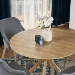 Garnero Arredamenti Tavoli In Legno|Tavoli Da Pranzo-Tavolo da pranzo rotondo moderno 120x120cm rovere naturale Corinto